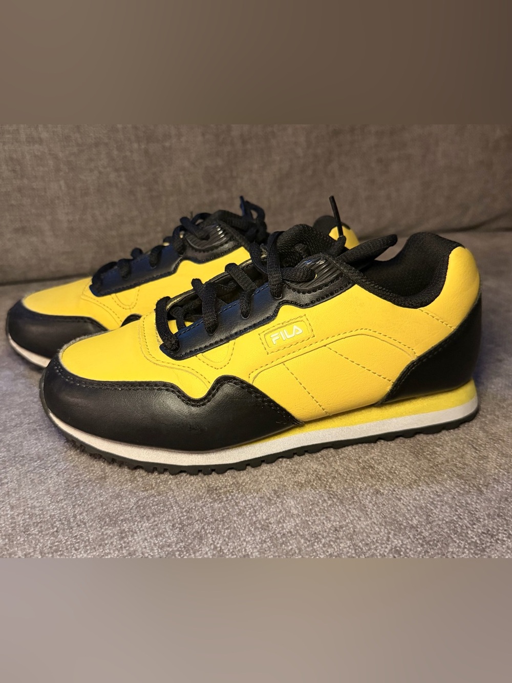 Fila Kids Yellow and Black Colorblock Sneakers